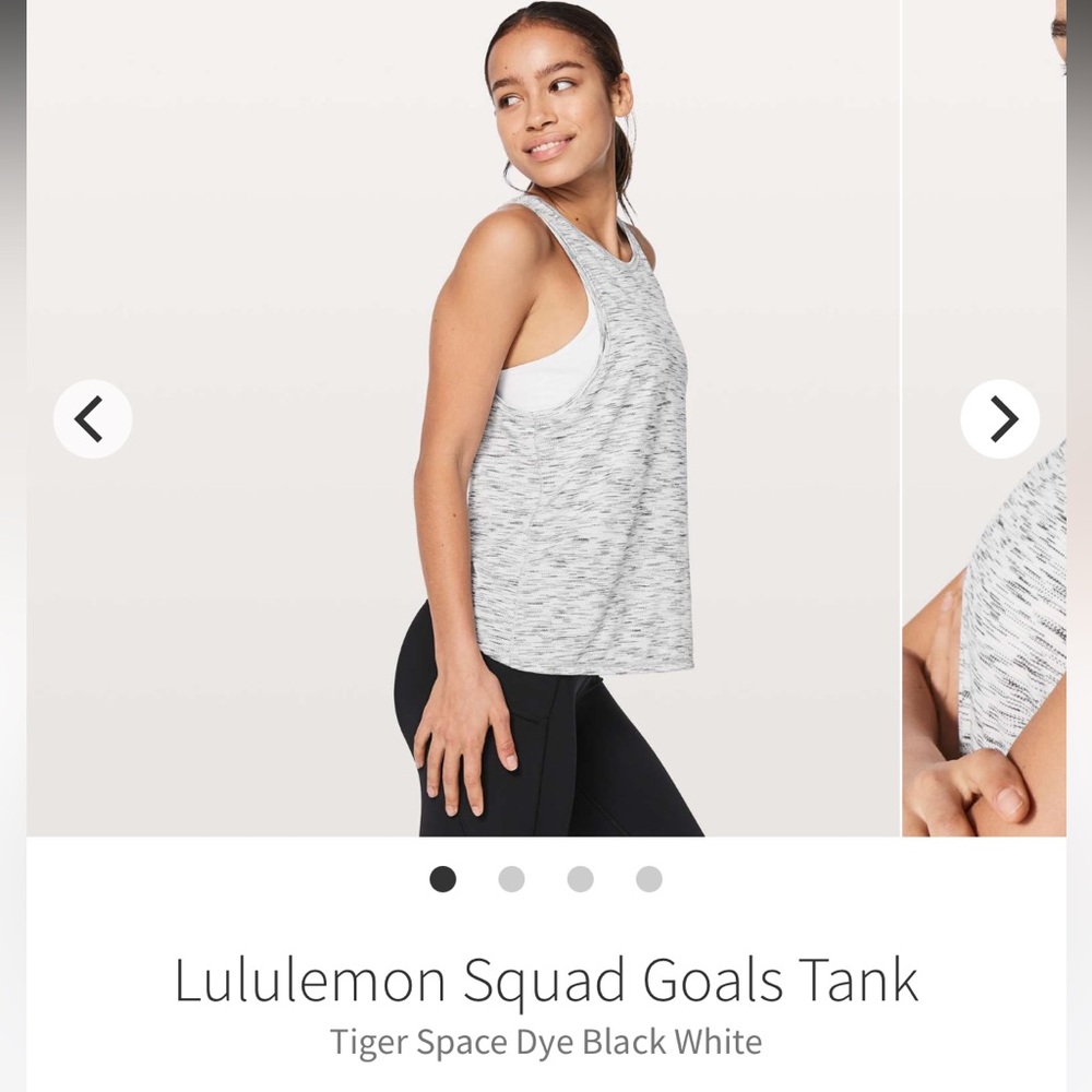 Lululemon Squad Goals Tank Tiger Space Dye Black White Muscle Tank Top - size 8